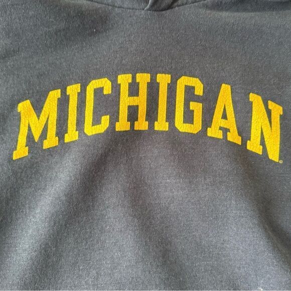 University of Michigan Sweatshirt Hood Hoodie Hooded Vintage Hanes YXL - Picture 3 of 3